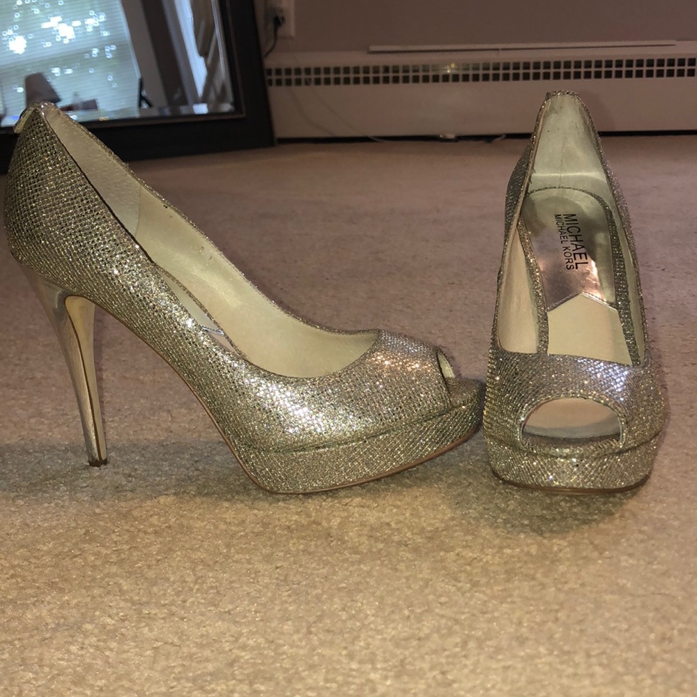 Silver glitter Michael Kors heels